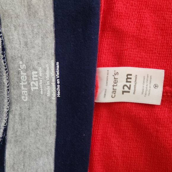2-Piece Carter's Baby Red shortalls Overalls Striped T-Shirt Kids 12 Months - Picture 13 of 16